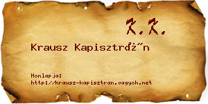 Krausz Kapisztrán névjegykártya